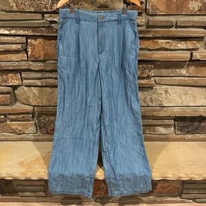 Lands End Chambray Tencel Wide Leg Pants